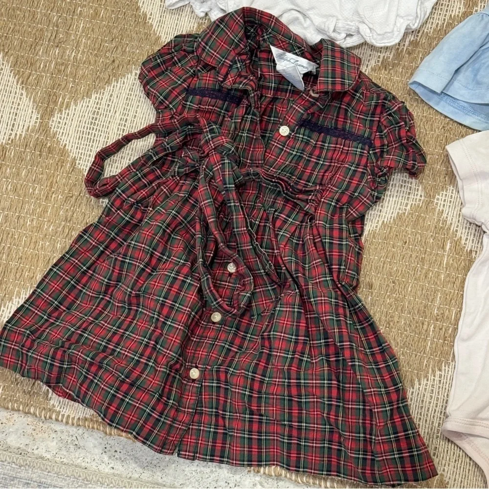 Ralph Lauren BUNDLE baby girl coverall plaid dress romper teddy bear onesie bow